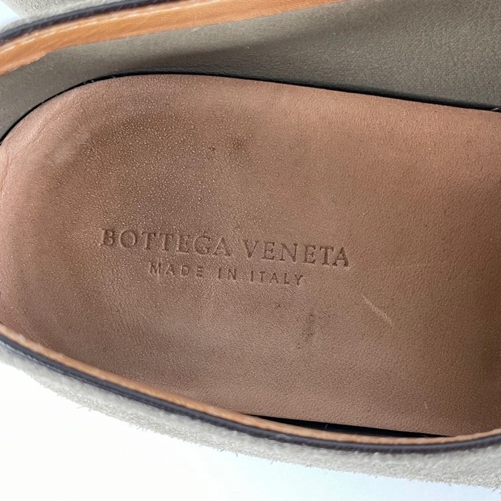 Bottega Veneta Suede Lace Up Derby Shoes Mens 8.5 Taupe Brown Made In Italy